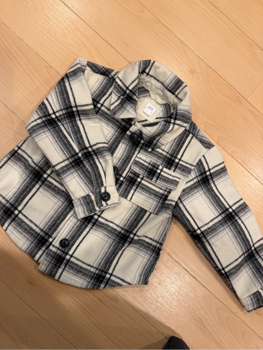 GAP Kids Black & White Plaid Button-Up Shirt Jacket